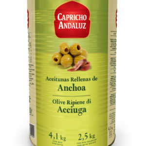 Lata de Aceitunas Rellenas de Anchoa Capricho Andaluz 4,1kg formato hostelería.